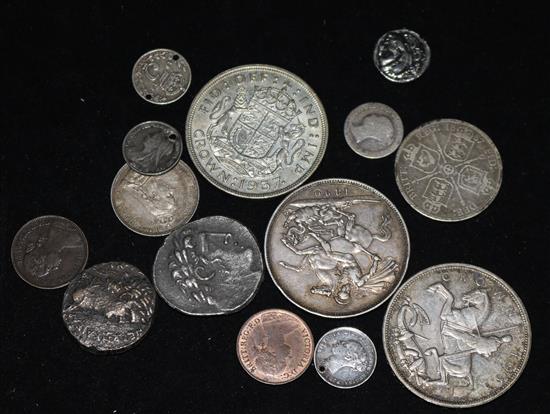 Silver coins to include 1890 crown F or better, 1887 sixpence VF or better, other various crowns etc.